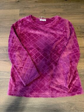 Plush Diamond-Quilted Long Sleeve Top - Berry Pink